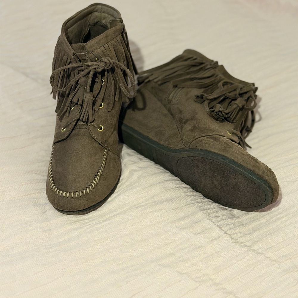Maurices Fringe Moccasins - Olive